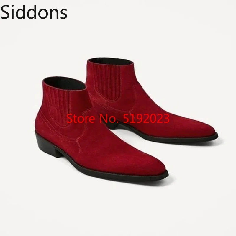 Winter Boots Men's Red Elastic Easy To Wear Off Chelsea Boots Pointed Toe Bota Coturnos Masculino Zapatos De Hombre D184
Winter Boots Men's Red Elastic Easy To Wear Off Chelsea Boots Pointed Toe Bota Coturnos Masculino Zapatos De Hombre D184