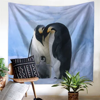 

Nordic Style Penguin Velvety Polyester Flag Big Size Tapestry Sofa Sets Bed Account Picnic Mats Ceiling Sitting Blanket