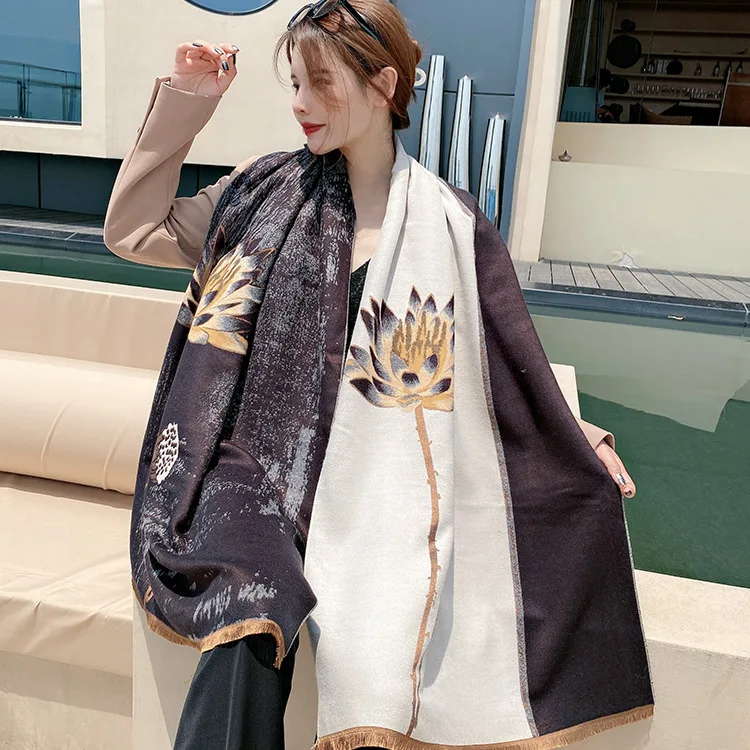 2021 Autumn and Winter New Lotus Scarf Cashmere Shawl Warm Core Spun Yarn Imitation Cashmere Scarf for Women
2021 Autumn and Winter New Lotus Scarf Cashmere Shawl Warm Core Spun Yarn Imitation Cashmere Scarf for Women