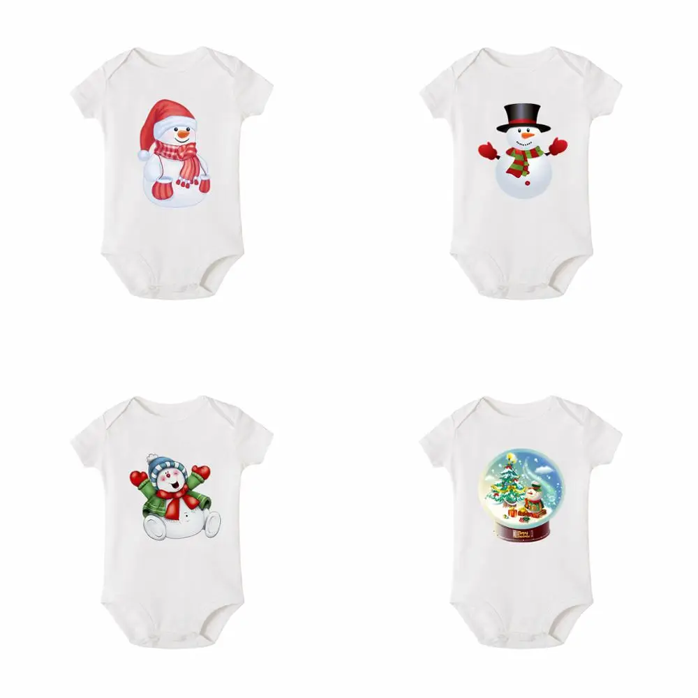 

Infant Newborn Bodysuits Baby Merry Christmas Cute Snowman Santa Cartoon Short Sleeve Romper Jumpsuit Outfits Boys Girls Clothes