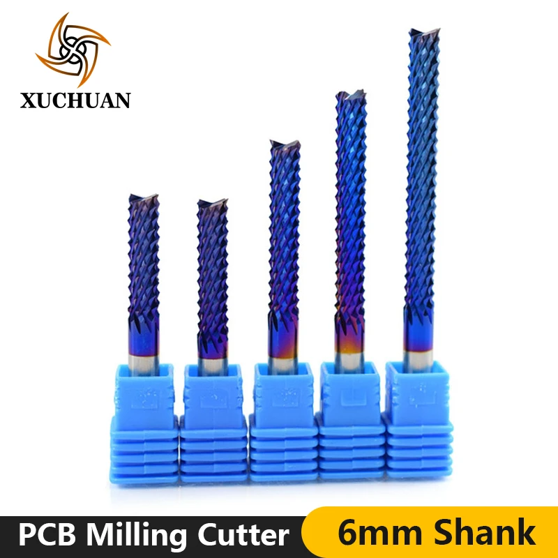 1pc 6mm Shank Carbide End Mill Nano Blue Coated PCB Milling Cutter For Engraving Machine CNC Milling Bit 
1pc 6mm Shank Carbide End Mill Nano Blue Coated PCB Milling Cutter For Engraving Machine CNC Milling Bit