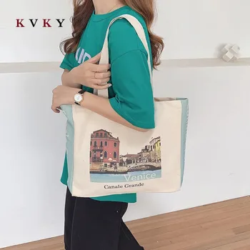 Venice Water City Cultural and Creative Canvas Bag Shoulder Portable Fresh Simple Large Capacity Tote Bag Reusable Shopping Bag 
Venice Water City Cultural and Creative Canvas Bag Shoulder Portable Fresh Simple Large Capacity Tote Bag Reusable Shopping Bag