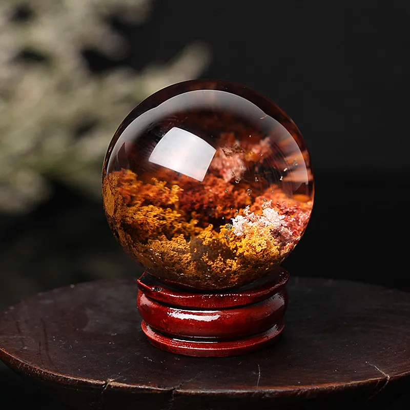 40 мм натуральный красивый фантомный кварцевый камень шар Красочные призраки