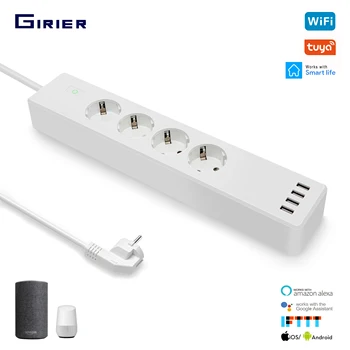 Smart Wifi Power Strip 4 EU Sockets with 4 USB Ports Timing Voice Tuya App Wireless Remote Control Works with Alexa Google Home
Smart Wifi Power Strip 4 EU Sockets with 4 USB Ports Timing Voice Tuya App Wireless Remote Control Works with Alexa Google Home