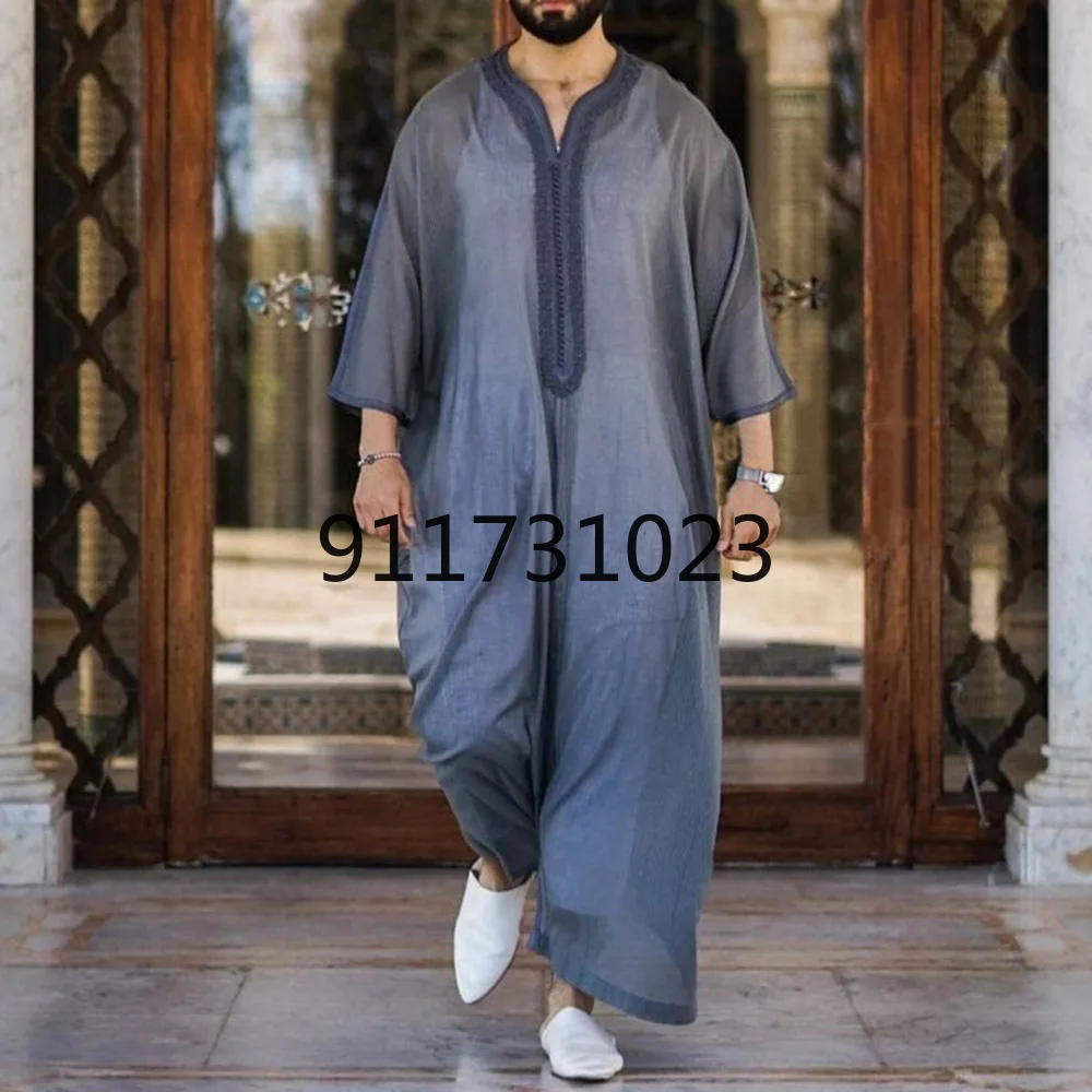 Фото Muslim Men's Long Shirt Loose Casual Fashion Robe African Simple Sleeve 2021 Summer Mens Traditional Plus Size Clothing |