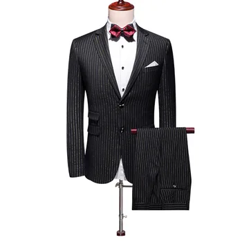 Dressv Black Stripe Men Suits Two Buttons Business Slim Jacket+Pants Two Pieces For Wedding Party Formal Groom Suits
Dressv Black Stripe Men Suits Two Buttons Business Slim Jacket+Pants Two Pieces For Wedding Party Formal Groom Suits