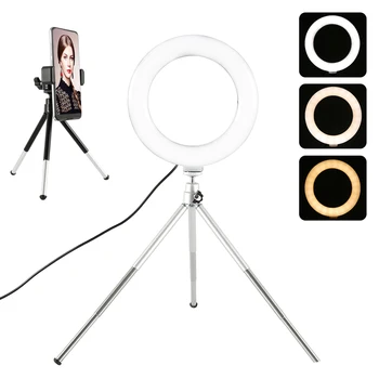 6 inch LED Desktop Ring Light Mini Dimmable With Tripod Stand USB Plug For YouTube Video Live Photo Photography Studio
6 inch LED Desktop Ring Light Mini Dimmable With Tripod Stand USB Plug For YouTube Video Live Photo Photography Studio