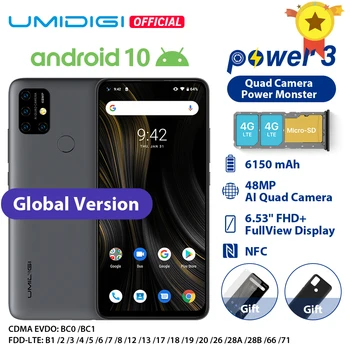 

UMIDIGI Power 3 Android 10 48MP Quad AI Camera 6150mAh 6.53" FHD+ 4GB 64GB Helio P60 Global Version Smartphone NFC In Stock