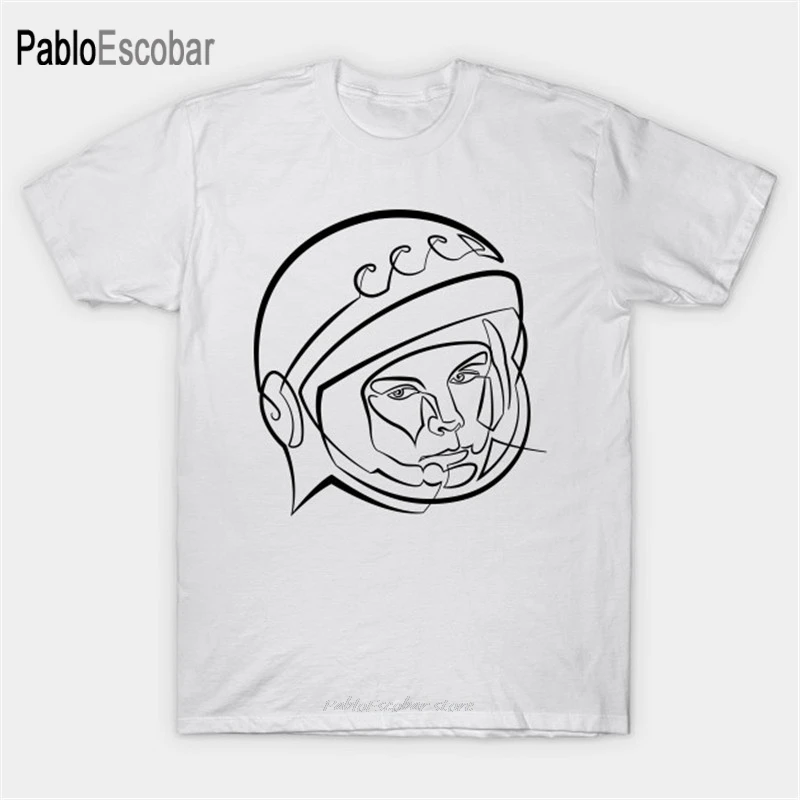 Фото Летняя Хлопковая мужская футболка Yuri Gagarin. Футболка векторная линейная