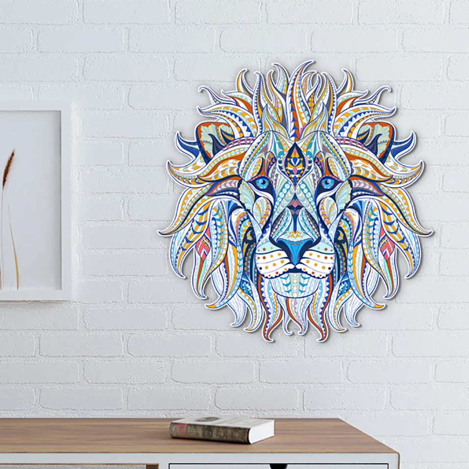 

Color Lion Head Creative Wall Sticker Folding Version Living Room Background Wall Decoration Wall Sticker