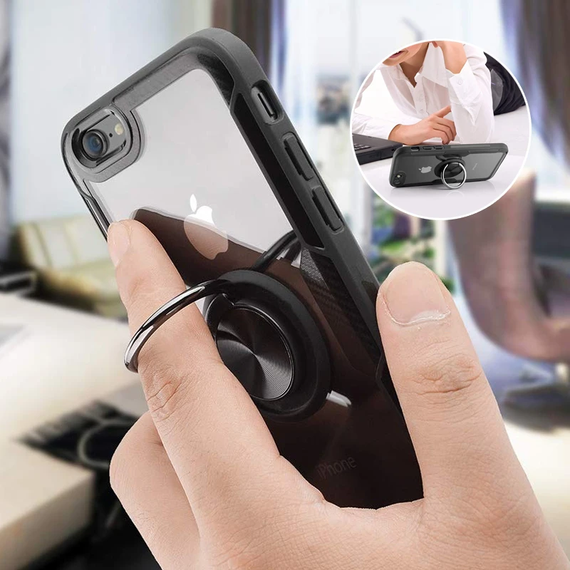 With Swivel Ring Kickstand Shock Absorption Anti-Scratch Support Wireless Charging For iPhone X Tempered Glass Back Cover Case
With Swivel Ring Kickstand Shock Absorption Anti-Scratch Support Wireless Charging For iPhone X Tempered Glass Back Cover Case
