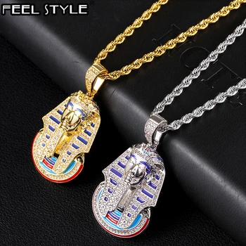 Hip Hop Iced Out Bling Cubic Zirconia Egyptian Pharaoh Necklaces & Pendants For Men Rapper Jewelry With Solid Back 
Hip Hop Iced Out Bling Cubic Zirconia Egyptian Pharaoh Necklaces & Pendants For Men Rapper Jewelry With Solid Back