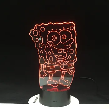 

Cool Led Nightlight SpongeBob SquarePants Night light for Kid Bedroom Battery Powered Cartoon 3d Night Lamp for Children 2401