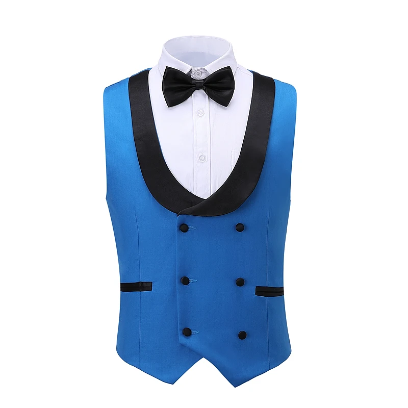 Fashion Men's Suit Vest Lapel Collar Double Breasted Formal Business Vest Groom Costumes Men