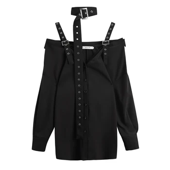 2020 New Autumn Winter V-collar Long Sleeve Black Loose Bandage Fold Split Joint Shirt Women Blouse Fashion Tide
2020 New Autumn Winter V-collar Long Sleeve Black Loose Bandage Fold Split Joint Shirt Women Blouse Fashion Tide