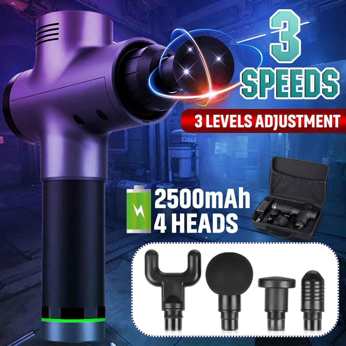 Therapy Massage Guns 3 Gears Muscle Massager Pain Sport Massage Machine Relax Body Slimming Relief 4 Heads With Bag
Therapy Massage Guns 3 Gears Muscle Massager Pain Sport Massage Machine Relax Body Slimming Relief 4 Heads With Bag