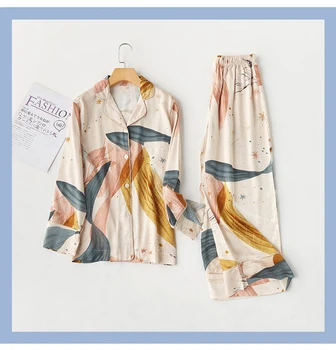 New Ladies 2 Pieces Summer Autumn Sets Women Satin Loose Style Casual Fresh Style Sleepwear Women Printing Pajamas Homewear
New Ladies 2 Pieces Summer Autumn Sets Women Satin Loose Style Casual Fresh Style Sleepwear Women Printing Pajamas Homewear