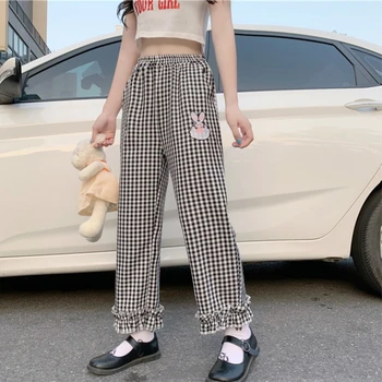 2020 Summer new Sweet Casual Pants Japanese Plaid Rabbit Embroidery High waist Slim Female Loose Straight Nine pants Mori Girl
2020 Summer new Sweet Casual Pants Japanese Plaid Rabbit Embroidery High waist Slim Female Loose Straight Nine pants Mori Girl