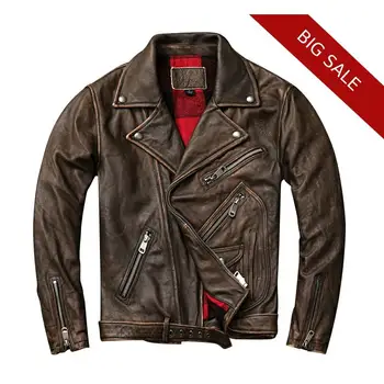 2020 Vintage Brown Men American Style Biker's Leather Jacket Plus Size 4XL Genuine Cowhide Winter Slim Fit Biker's Leather Coat
2020 Vintage Brown Men American Style Biker's Leather Jacket Plus Size 4XL Genuine Cowhide Winter Slim Fit Biker's Leather Coat