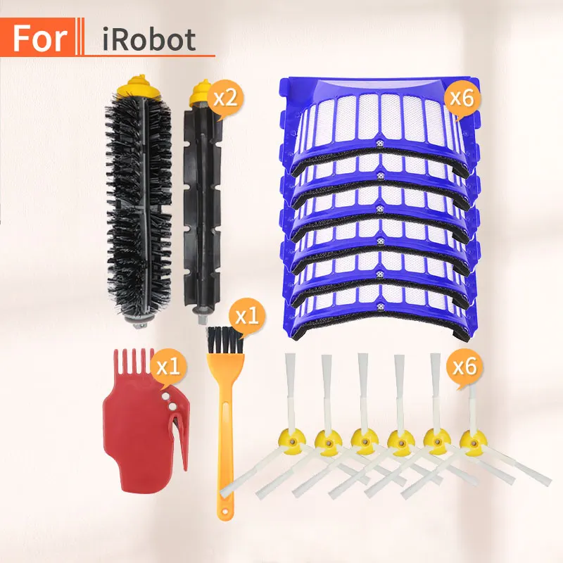 Spare parts kit for iRobot Roomba 600 series 610 620 630 bristles Aero Vac filter side brush robot vacuum cleaner parts
Spare parts kit for iRobot Roomba 600 series 610 620 630 bristles Aero Vac filter side brush robot vacuum cleaner parts