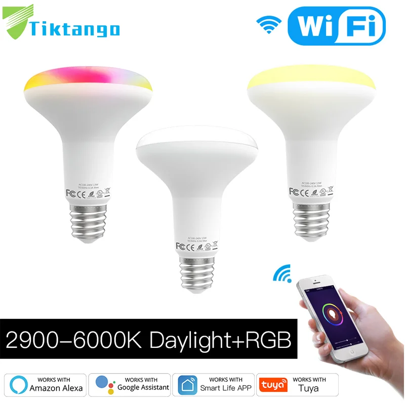 Умная светодиодсветильник лампа с Wi-Fi регулируемой яркостью 13 Вт RGB C + W работает