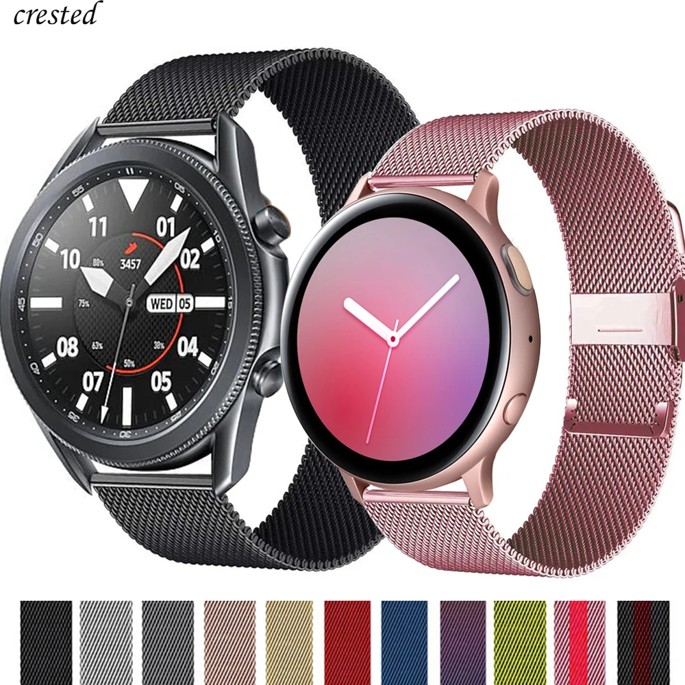 

Milanese strap For Samsung Galaxy watch 3 45mm 41mm/Active 2 46mm/42mm Gear S3 Frontier 20mm 22mm bracelet Huawei GT/2/2e band