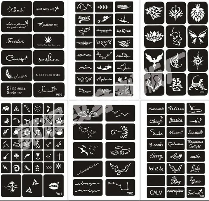 Фото 121 дизайнов/Набор трафареты для аэрографа хной с арабскими английскими буквами и