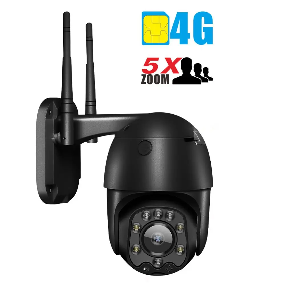 

4G IP Camera 5MP 1080P Optical Auto Zoom PTZ CAM Outdoor Speed Dome LTE SIM Security AI Camera CCTV 2MP HD IR Audio ONVIF CamHi