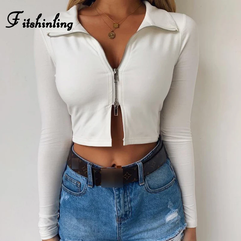 Fitshinling Zipper Fashion T-shirts For Women Autumn Long Sleeve Crop Top Female T-Shirt Slim Sexy Solid T Shirt Streetwear New
Fitshinling Zipper Fashion T-shirts For Women Autumn Long Sleeve Crop Top Female T-Shirt Slim Sexy Solid T Shirt Streetwear New