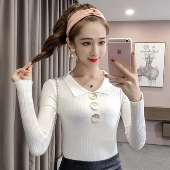1653 # Autumn Clothing 2018 College Style Peter Pan Collar Sweater Women's Slim Fit Pullover Sweater Sweet Long Coat 
1653 # Autumn Clothing 2018 College Style Peter Pan Collar Sweater Women's Slim Fit Pullover Sweater Sweet Long Coat