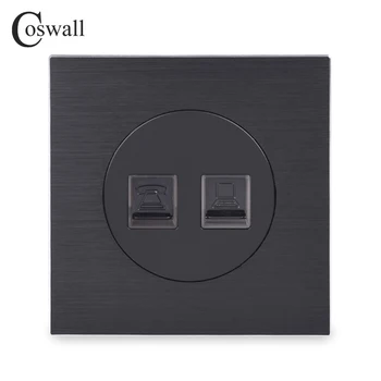 Coswall Aluminum Panel CAT3 RJ11 4 Core Telephone Jack With CAT5E RJ45 Data Computer Internet Connector Wall Socket Knight Black
Coswall Aluminum Panel CAT3 RJ11 4 Core Telephone Jack With CAT5E RJ45 Data Computer Internet Connector Wall Socket Knight Black