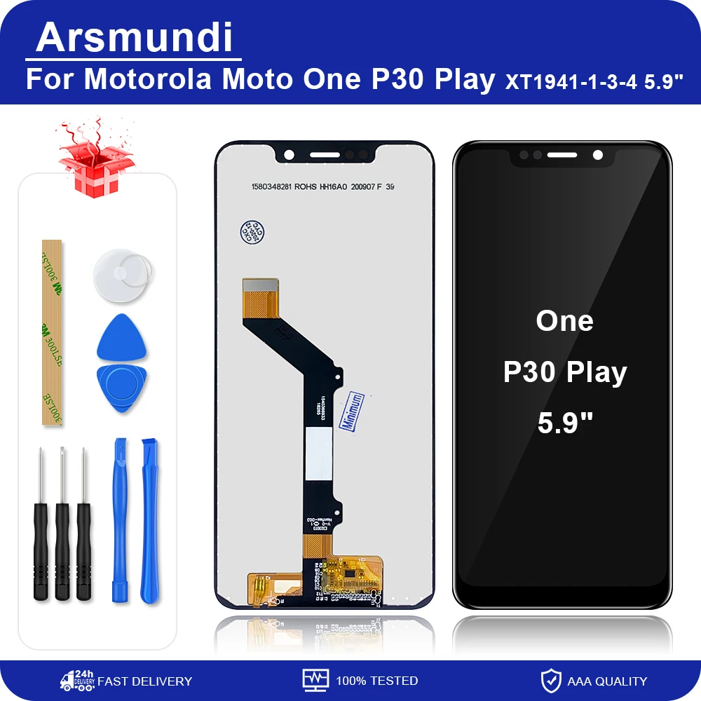 Фото For Motorola Moto One P30 Play XT1941-1 XT1941-3 XT1941-4 LCD Display Touch Screen Digiziter Assembly With Frame Replacement | Мобильные