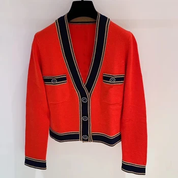 Casual Red Short Cardigan Women Autumn V-neck Long Sleeve Knitted Cardigan Female
Casual Red Short Cardigan Women Autumn V-neck Long Sleeve Knitted Cardigan Female