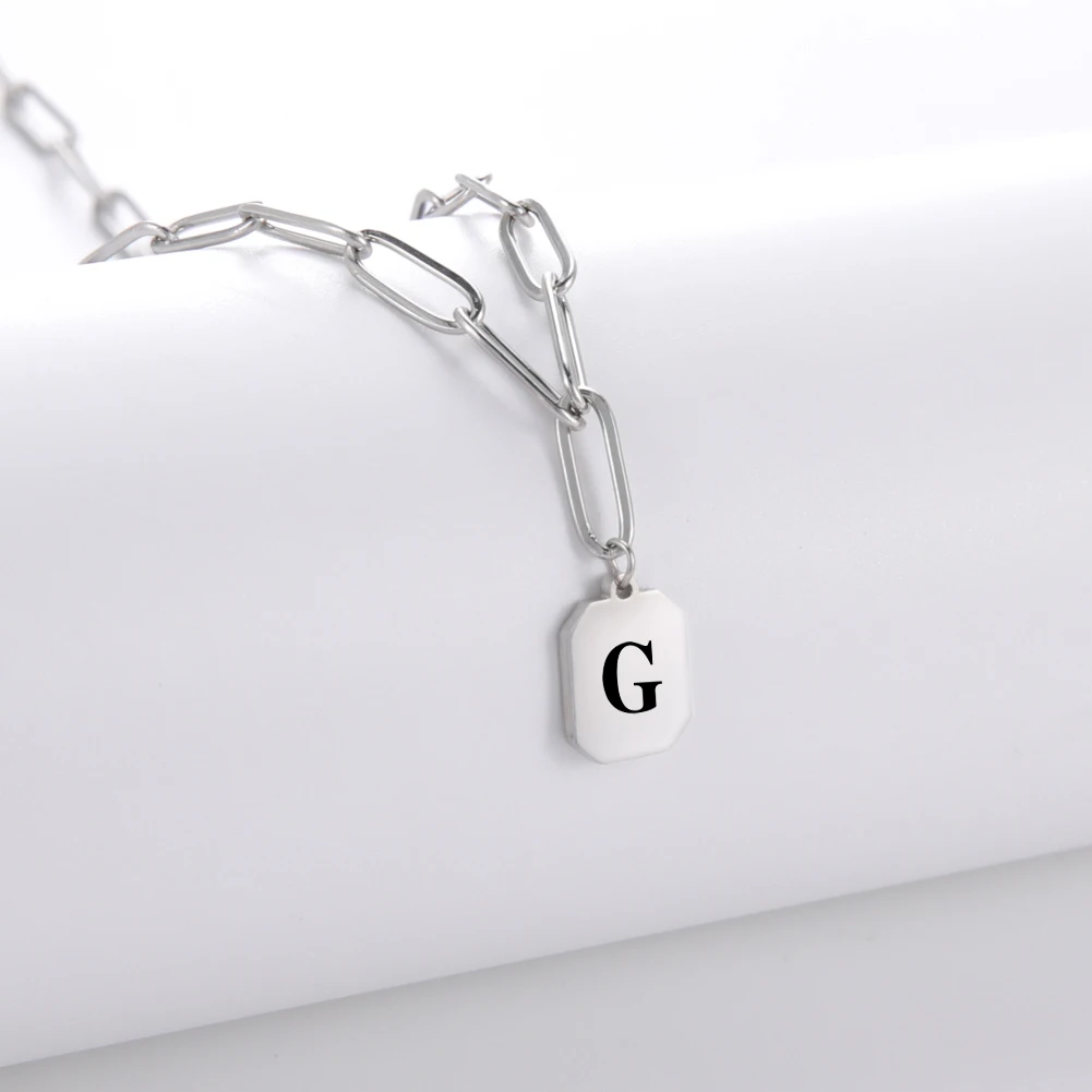 Ожерелье с буквой Азбука и именем большая полая цепочка семейный подарок для