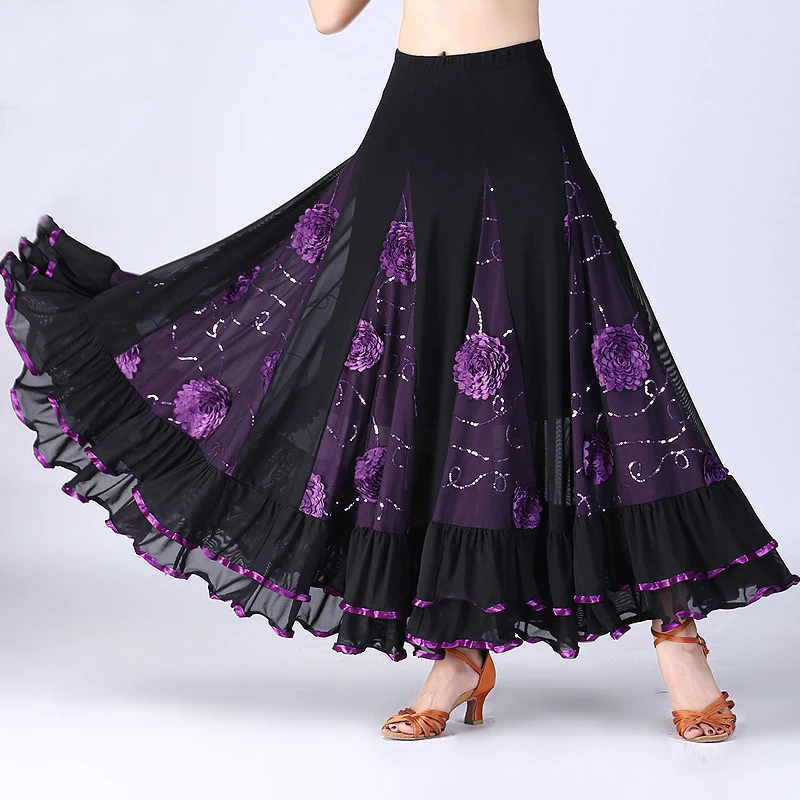 Женская юбка для танцев длинная разных цветов выступлений бальных танго |