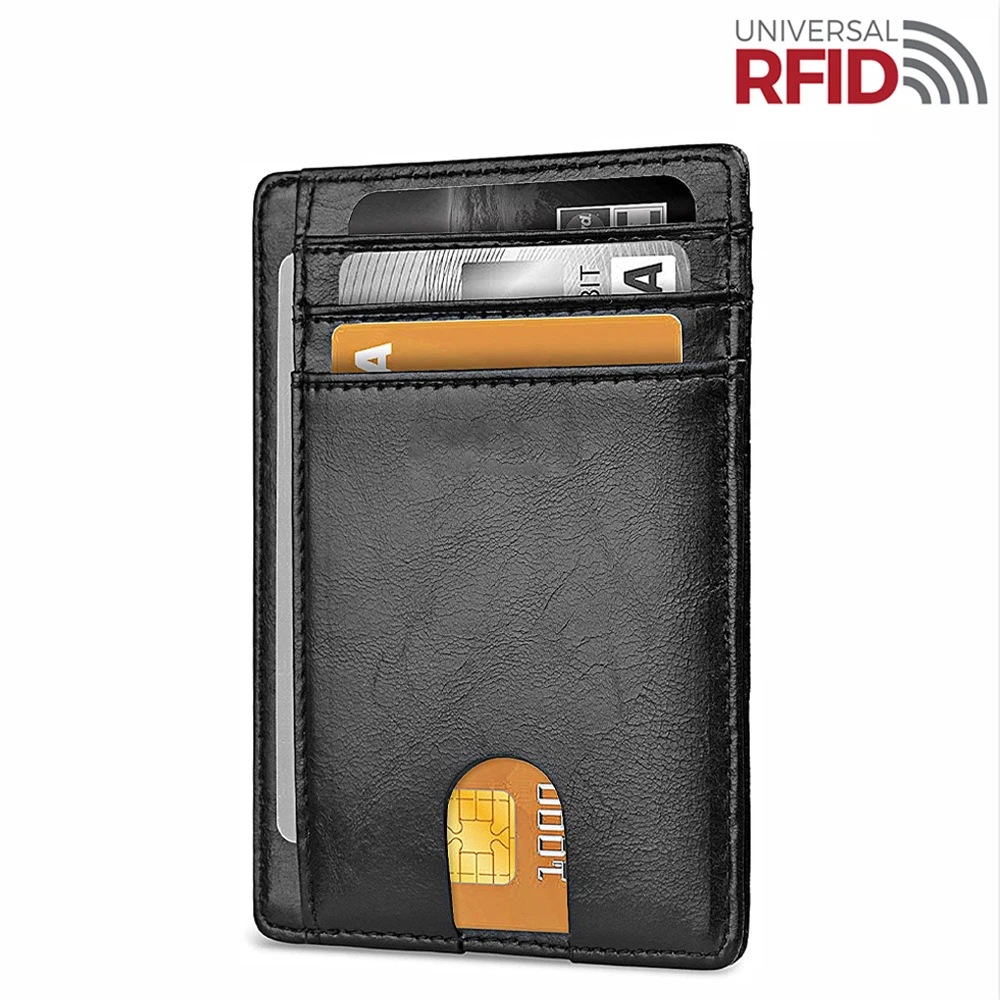 Fashion Men Women Bag Slim RFID Blocking Leather Wallet Credit ID Card Holder Purse Money Case Card Wallet Phone Card Holder