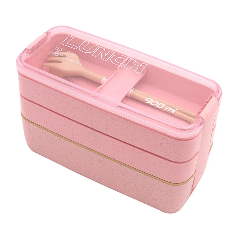 900Ml Healthy Material Lunch Box 3 Layer Wheat Straw Bento Boxes Microwave Dinnerware Food Storage Container Lunchbox Pink
900Ml Healthy Material Lunch Box 3 Layer Wheat Straw Bento Boxes Microwave Dinnerware Food Storage Container Lunchbox Pink