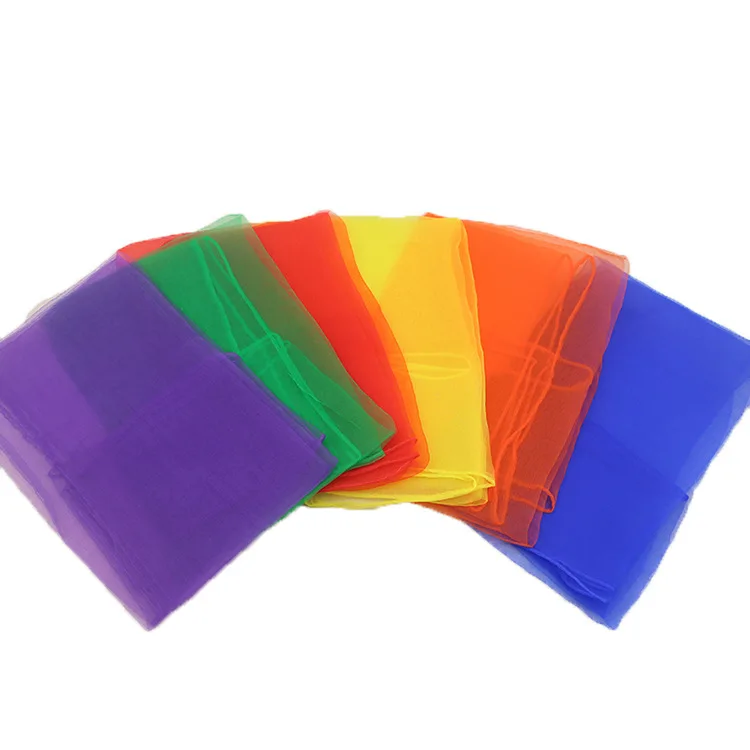 L 6 Colors 60*60cm Hemmed Square Juggling Dance Gauze Scarves 12pcs NEW 