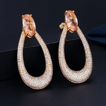 Bilincolor fashion tiny cz luxury oval hollow drop earring for women wedding bridal
Bilincolor fashion tiny cz luxury oval hollow drop earring for women wedding bridal