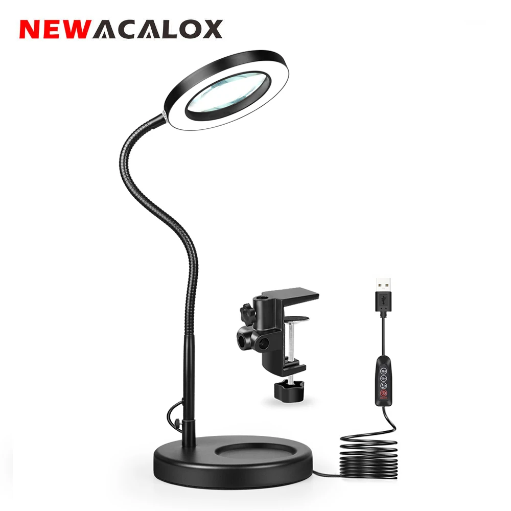 NEWACALOX Magnifying Glass USB LED Lamp Round ChassisTable Clamp Welding Magnifier Light for Reading Working Illumination Tool
NEWACALOX Magnifying Glass USB LED Lamp Round ChassisTable Clamp Welding Magnifier Light for Reading Working Illumination Tool