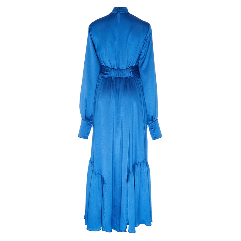 TWOTWINSTYLE Elegant Hollow Out Dresses Female Stand Collar Puff Sleeve High Waist Dress For Women 2019 Autumn Oversized New (3).jpg