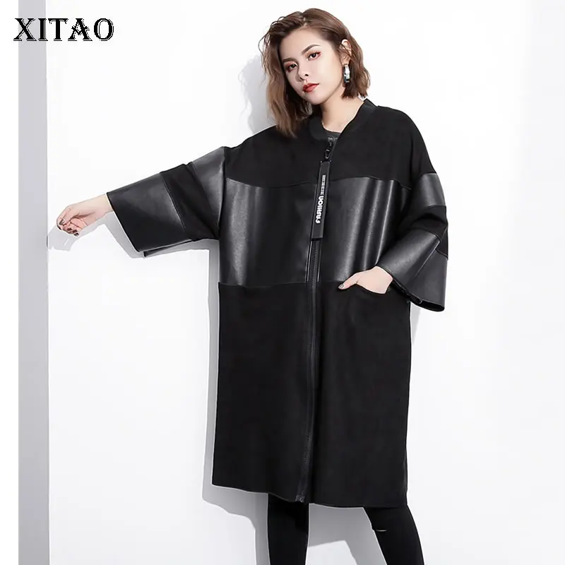 XITAO Elegant Leather Patchwork Zipper Coat Long Sleeve Stand Collar Loose Casual Plus Size Long Top Women 2019 Autumn GCC1522
XITAO Elegant Leather Patchwork Zipper Coat Long Sleeve Stand Collar Loose Casual Plus Size Long Top Women 2019 Autumn GCC1522