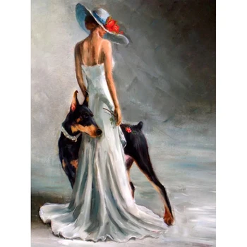 Doberman Pinscher and women,5D diy diamond painting,cross stitch,diamond embroidery mosaic 3d picture full square drill L535 
Doberman Pinscher and women,5D diy diamond painting,cross stitch,diamond embroidery mosaic 3d picture full square drill L535