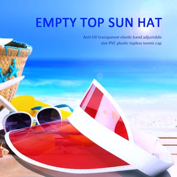 Summer Sun Hat Sunshade Hat Women Unisex Candy Color Transparent Empty Top Plastic PVC Visor Caps Bicycle cycling Sports Caps 
Summer Sun Hat Sunshade Hat Women Unisex Candy Color Transparent Empty Top Plastic PVC Visor Caps Bicycle cycling Sports Caps