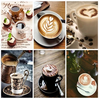 EverShine 5D Diamond Painting Full Drill Square Coffee Cross Stitch Diamod Embroidery Cup Bead Picture Kits Wall Decoration