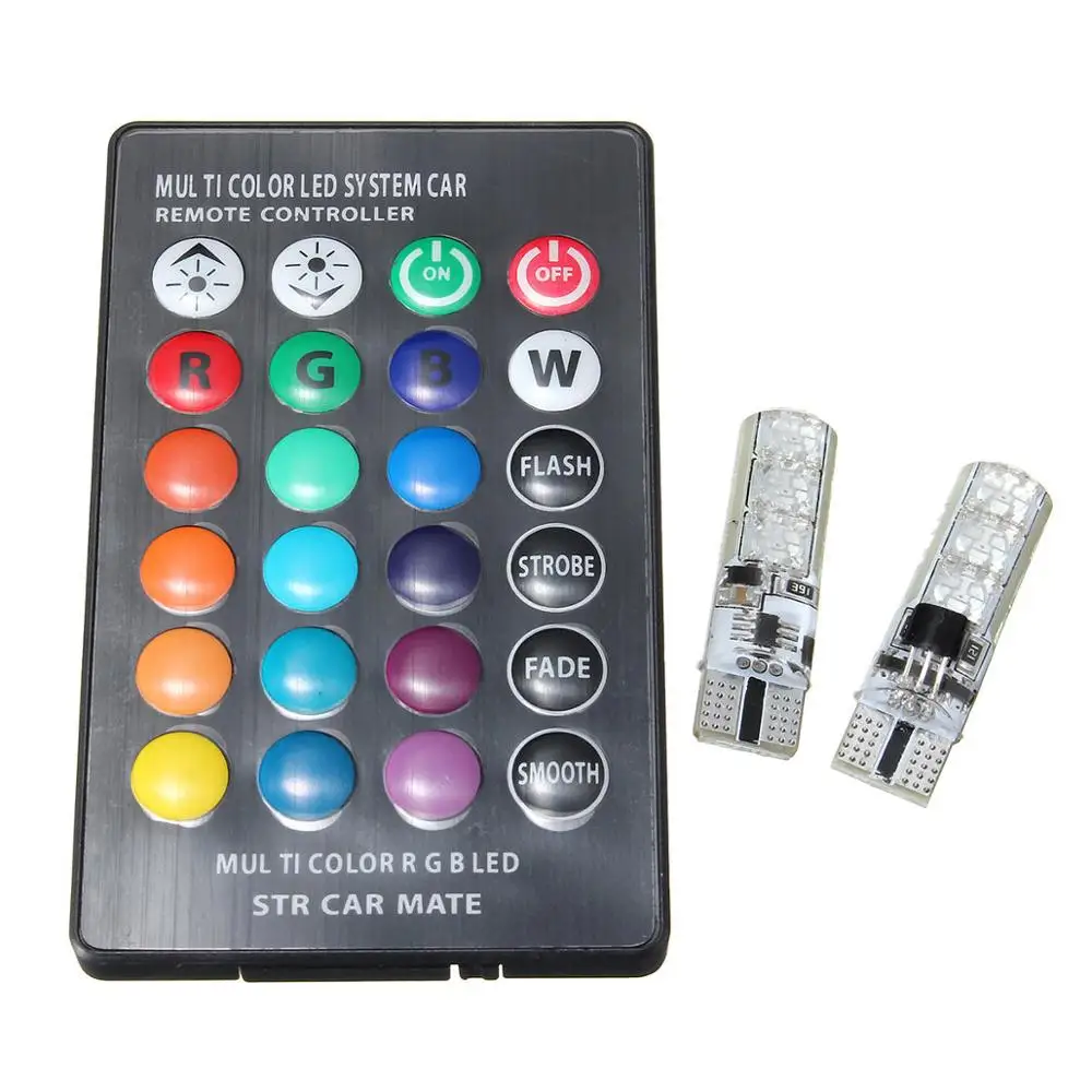 2X T10 W5W 5050 6SMD RGB LED Multi Color Light Car Wedge Bulbs Remote Control auto bulb
2X T10 W5W 5050 6SMD RGB LED Multi Color Light Car Wedge Bulbs Remote Control auto bulb