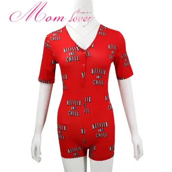MOM LOVER Brand Fashion Summer Short-Sleeved Sexy Jumpsuit Adult Ladies Bodysuit Shorts Red Netflix And Chill Letters Wholesale
MOM LOVER Brand Fashion Summer Short-Sleeved Sexy Jumpsuit Adult Ladies Bodysuit Shorts Red Netflix And Chill Letters Wholesale