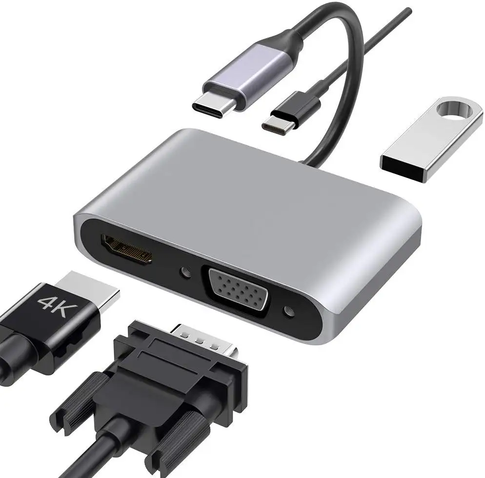 USB-C Type C to HDMI 4K VGA 3.5mm Audio USB3.0 Adapter 1 in 3 USBC Hub Converter Cable Adaptor for Laptop Macbooks Chromebook
USB-C Type C to HDMI 4K VGA 3.5mm Audio USB3.0 Adapter 1 in 3 USBC Hub Converter Cable Adaptor for Laptop Macbooks Chromebook