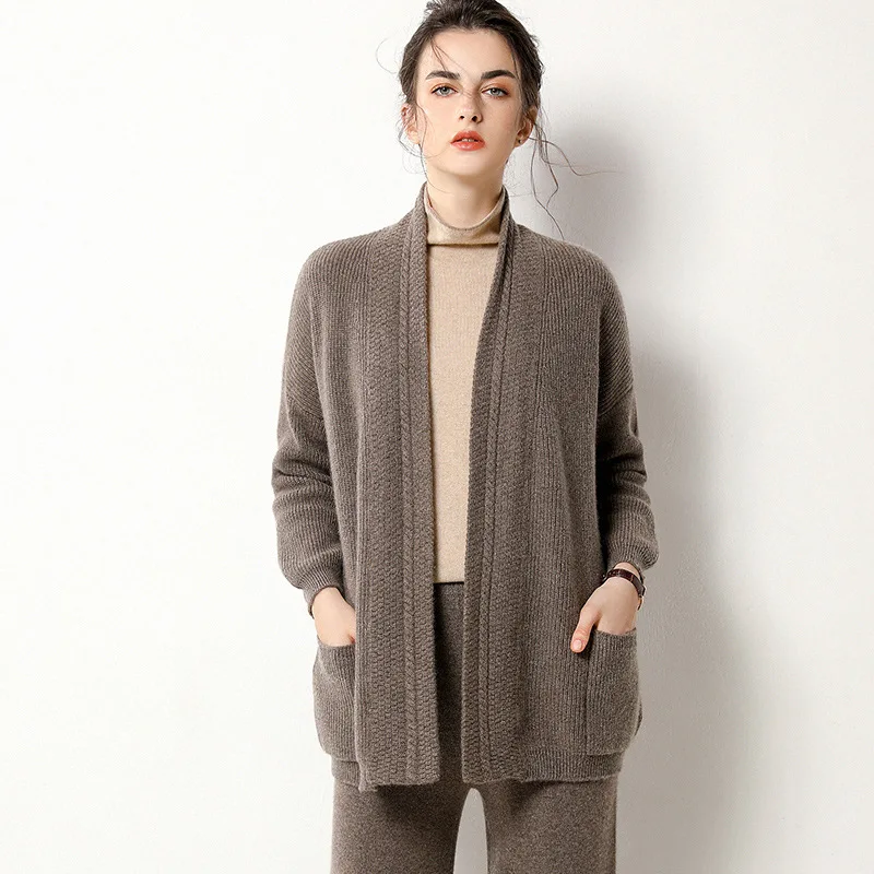 Thick pure cashmere cardigan Female sweater retro twist jacket 2020 autumn and winter new women's outer loose | Женская одежда