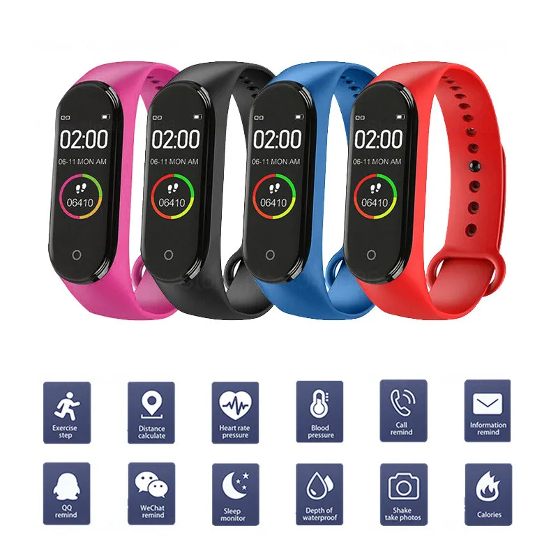 M4 Smart Watch Men Women Sport Bracelet Bluetooth Heart Rate Blood Pressure Sleep Monitor Pedometer Band Pk xiomi band4
M4 Smart Watch Men Women Sport Bracelet Bluetooth Heart Rate Blood Pressure Sleep Monitor Pedometer Band Pk xiomi band4